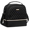 Everfun Insulated Lunch Bag for Women Double Deck Lunch Box 15 Can Leakproof Portable Reusable Tote Bag Lunch Cooler for Work, Black