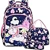 Dafelile Girls Backpack for Elementary Unicorn Backpack Kids Backpack School Bookbag for Girls 3 in 1 Set Back to School