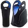 Nordic By Nature Neoprene Lunch Bag, Extra Side Pocket, Thick Insulated Tote With Bottle Sleeve, Flexible & Durable (blue Ocean)