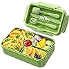 Jelife Bento Box Kids Lunch Box - Large Bento-Style Leakproof with 4 Compartments Food Storage Container with Tableware for Kids Back to School, Reusable On-the-Go Meal and Snack Packing, Green