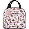 Biepiaowo Strawberry Lunch Bag Guinea Pig Insulated Kawaii Lunch Box for Kids Women Men Reusable Pink Lunch Tote for School Office Work Picnic Hiking