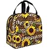 Biepiaowo Butterflies Lunch Bag Leopard Print Sunflower Insulated Lunch Box for Women Men Reusable Lunch Tote for Office Work Picnic Hiking