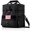 JOYHILL 18 L Tactical Lunch Box - Insulated, Leakproof, and Expandable Double-Deck Cooler Bag for Work, Camping, Picnic - Durable Black Lunch Bag for Adults,24 Can
