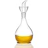 HAIZEEN 13ounce/ 380 ml Clear Glass Olive Oil Dispenser Bottle - Oil & Vinegar Cruet with Pourers and NO Funnel Needed - Olive Oil Carafe Decanter for Kitchen and BBQ