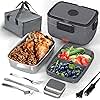 Sitlais Electric Heated Lunch Box for Men, 2 Liters 90 W Double Layer Portable Food Warmer for Car Truck Self Heating Lunch Box for Work Food Heater for Adults Travel Camping lonchera,Dark Grey