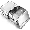 Umigy 4 Pcs Stainless Steel Bento Box Metal Lunch Box Food Storage Containers Metal Lunch Container, Lockable Clips to Leak Proof, Reusable Dishwasher Safe Lunch Snack Boxes for Work, Picnic (2400ml)