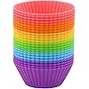 Mirenlife 2 Inch Mini Size Silicone Baking Cups Muffin Cups, Reusable and Nonstick Mini Cupcake Liners, Mini Chocolate Holders Truffle Cups, 24 Pack, 6 Vibrant Colors, Round