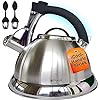 Whistling Tea Kettle with iCool - Handle, Surgical Stainless Steel Teapot for Stovetop, 2 FREE Infusers Included, 3 Quart by Pykal