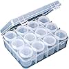 QIANBEIY 12Grids Bead Organizers and Storage jars;Diamond Painting Storage Containers;Plastic Storage Box with dividers ;Craft Jewelry making organizer;Sewing Pills Small Items Seed Organizers