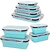 Guyuyii 4 Pack Collapsible Food Storage Containers - Silicone Collapsible Leakproof Bowls with Lids - Space-Saving, Microwave and Dishwasher Safe for Meal Prep, Camping and RV Accessories for Inside