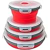 Guyuyii 4 Pack Collapsible Bowls for Camping - Space-Saving, Microwave, Dishwasher and Freezer Safe Camping Bowl with Lid for Travel, RV, Outdoor Adventures - 4 Sizes (1200 ml, 800 ml, 500 ml, 350 ml)