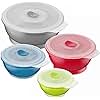 Collapse-it Silicone Food Storage Containers Sampler Pack - Airtight Silicone Lids - Collapsible Lunch Box - Oven, Microwave, Freezer Safe - 4 Piece Set (6-Cup, 3.5-Cup, 1.5-Cup, & 0.5-Cup)