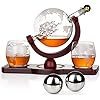 Gifts for Men Dad Christmas, PONPUR Whiskey Decanter Globe Set with 2 Ball Stones & 2 Glasses, Anniversary Birthday Gifts for Him Husband Boyfriend Brother, Cool Stuff Gift for Bourbon Scotch