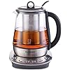 BUYDEEM K2423 Tea Maker, Durable 316 Stainless Steel & German Schott Glass Electric Kettle, Removable Infuser, Auto Keep Warm, BPA Free, 1.2L