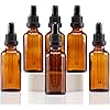 YIZHAO Amber Glass Dropper Bottle 2oz, Tincture Bottles with Glass Dropper, for Essential Oils, Aromatherapy, Cosmetic, Laboratory, Pharmacy, Liquids, Travel –6 Pcs
