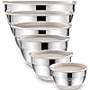 Umite Chef Mixing Bowls with Airtight Lids, 6 piece Stainless Steel Metal Nesting Storage Bowls, Non-Slip Bottoms Size 7, 3.5, 2.5, 2.0,1.5, 1QT, Great for Mixing & Serving (Khaki)