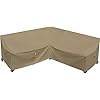 Flexiyard Heavy Duty Outdoor Sectional Sofa Cover, 85"X85" V-Shaped 5-Seater Waterproof 600D Patio Sectional Couch Cover, Lawn Patio Furniture Cover,Desert Khaki