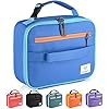 Genteen Lunch Box Kids, Lunch Bag Double Zipper Kids Lunch Bag,Sturdy Soft Bag & Freezable Lunch Bag for School,Work,Back to School Thermal Meal Tote Kit Lunch Box for Boys,Girls (Blue)