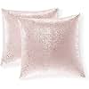 Xinrjojo Pack of 2, Glitter Decorative Pillows, Throw Pillow Covers Cases for Couch Sofa Home Decor,Vintage Shining & Starry 20 X 20 Inches(Silver- Light Pink)