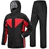 iCreek Motorcycle Rain Suits for Men and Women Waterproof Anti-storm Raincoat High Visibility Rain Gear (Red, M