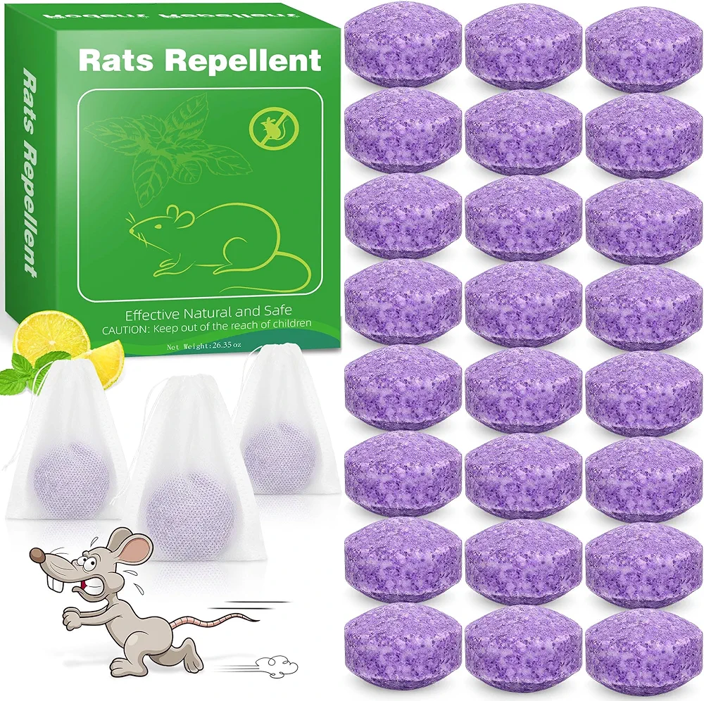 Rodent Rats Repellent for Mouse Repellent Indoor & Outdoor- 24Pcs Mouse Repellent Peppermint Oil for Rodents, Used for Car Engines, Used for Patio, Lawn & Garden, for Pet & Humans Safe