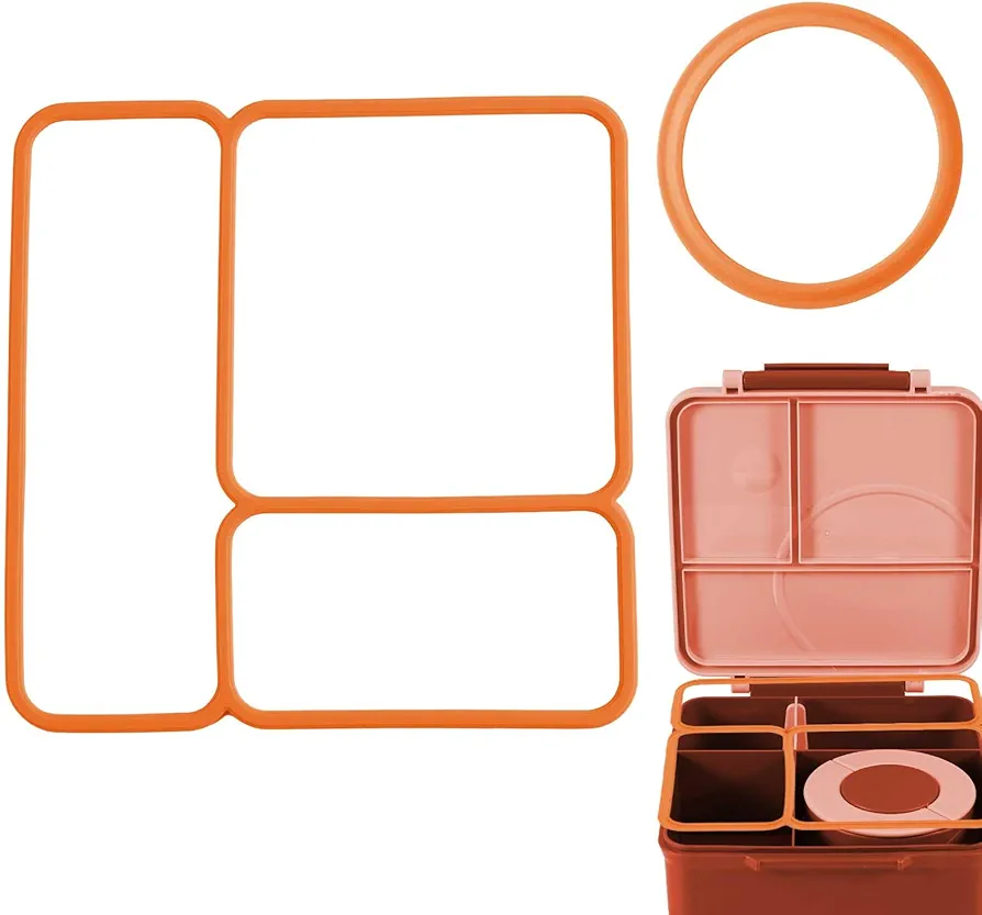 Lid Seal Gasket Kit, Exact Fit Replacement Part For Kids Bento Lunch Box With Insulated Food Container Silicone Seal Replacement Accessories Sealing Ring for Bento Box (Orange)