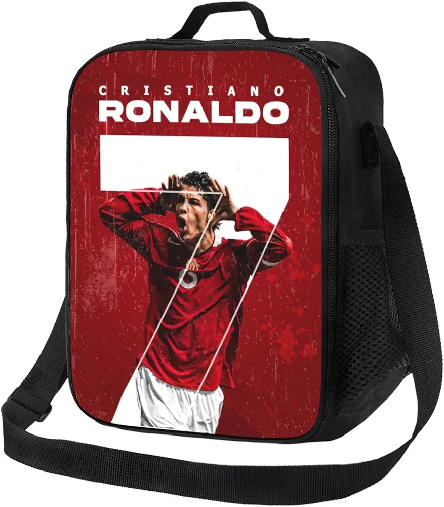 Soccer Player #7 Shoulder Lunch Bag Insulated Reusable Tote Bento Bag Portable Handheld Lunch Box For Women Men Work Office Style-5
