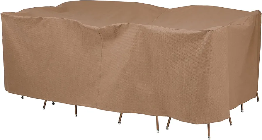 Duck Covers Essential Water-Resistant 96 Inch Rectangular/Oval Patio Table & Chair Set Cover, Outdoor Table Cover