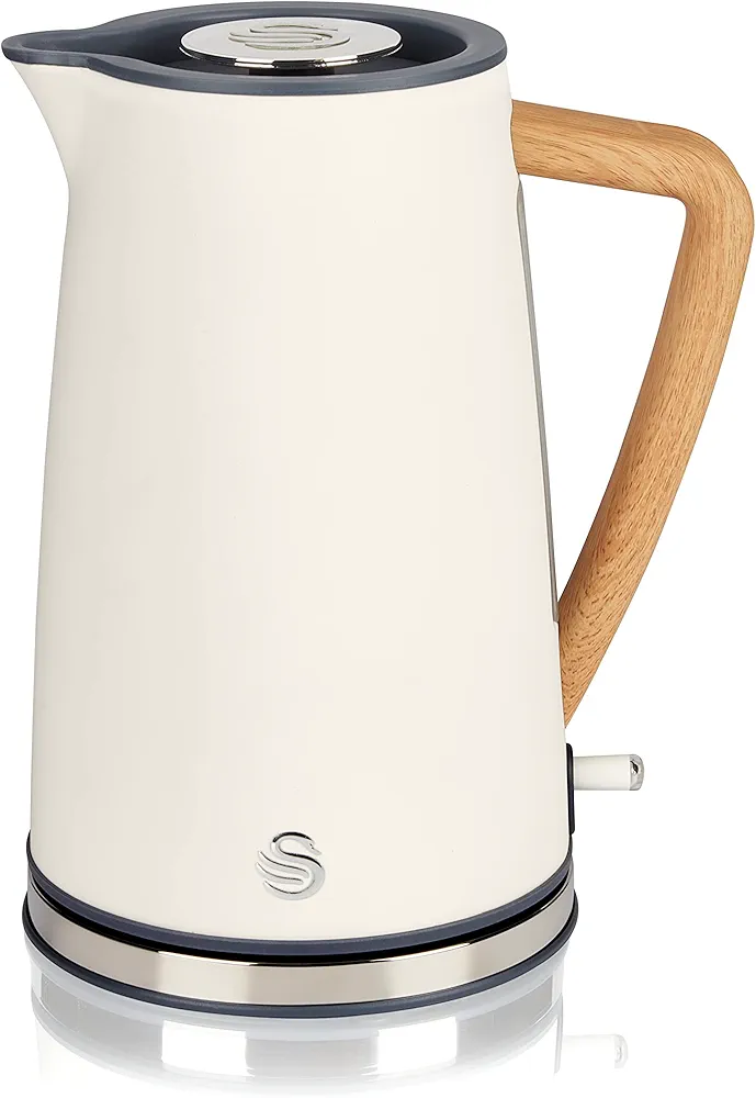 Swan SK14610WHTN Nordic Electric Kettle, 10"x6.3"x8.7", Cotton White