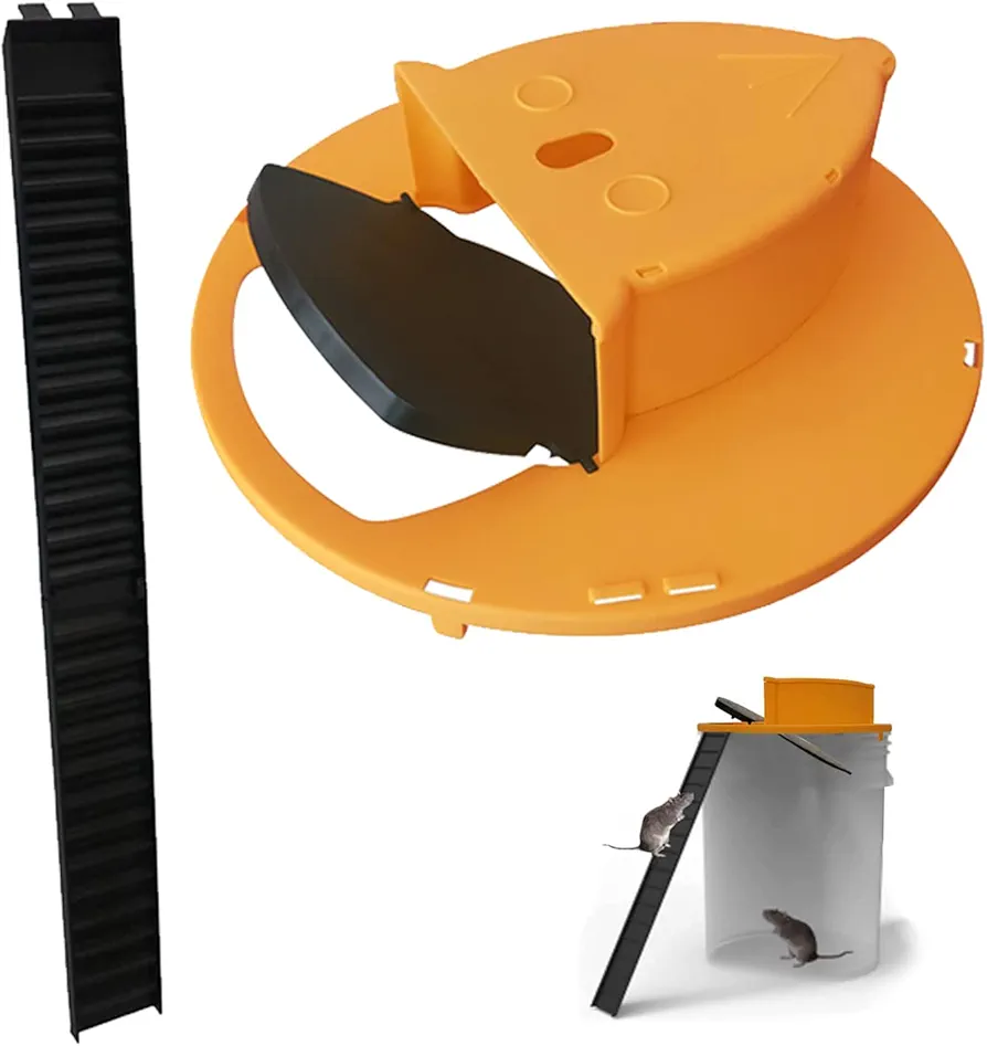 Mouse Trap Bucket Lid Mouse Traps for House Indoor Rat Trap Rat Traps Flip and Slide Bucket Mouse Trap Outdoor Humane Mouse Trap Updated Version Auto Reset Pest Control Traps Multi Catch Bucket