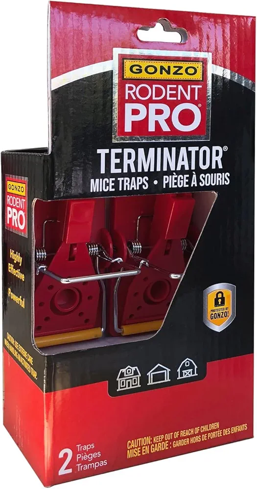 GONZO 7004 RodentPro Terminator Mouse Traps - Twin-Pack - Powerful Kill Bar for Swift and Humane Rodent Control