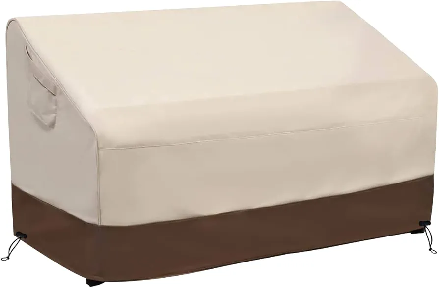Roastove 100% Waterproof Outdoor Patio Sofa/Loveseat/Bench Cover, Lawn Patio Furniture Covers with Air Vent, Fits up to 58W x 32.5D x 31H inches, Beige & Brown…