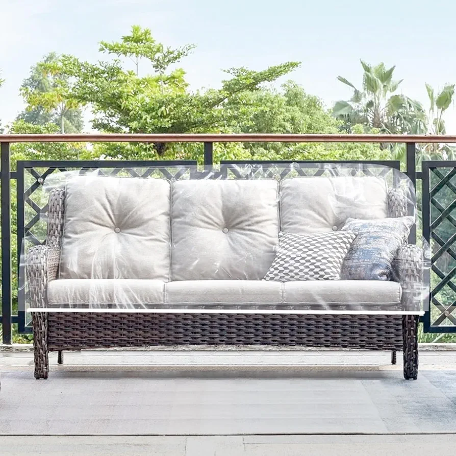 LAMINET Crystal Clear Heavy-Duty Waterproof Plastic Outdoor Furniture Cover - Slider/Glider Cover - 3 Season Protection - Keep Rain, Snow & Debris Off! Premium Protection at Economy Price!