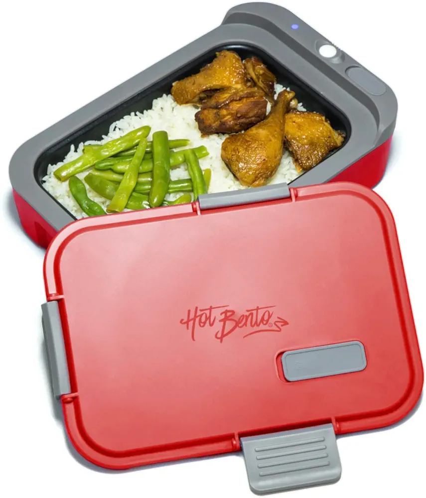 Hot Bento – Self Heated Lunch Box and Food Warmer – Battery Powered, Portable, Cordless, Hot Meals for Office, Travel, Jobsite, Picnics, Outdoor Recreation, Kitchen Meal Prep - Hot Red