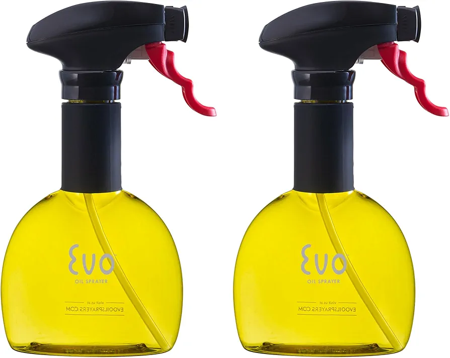 Evo Mini Oil Sprayers, Non-Aerosol for Olive Oil, Cooking Oils, and Vinegars, Yellow, 8-Ounce Capacity, Set of 2