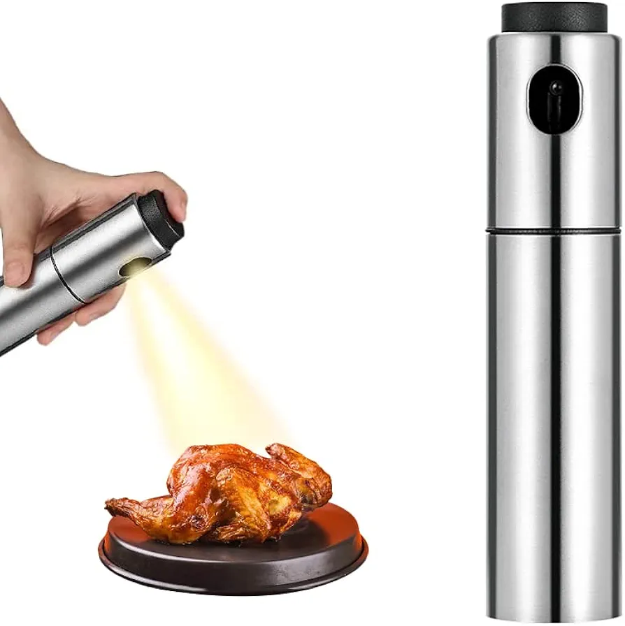 Cooking Oil Spray Olive Oil Spray, Food Grade Stainless Steel Refillable Oil Bottle For Barbecue Salad Frying And Baking, Safe And Reliable