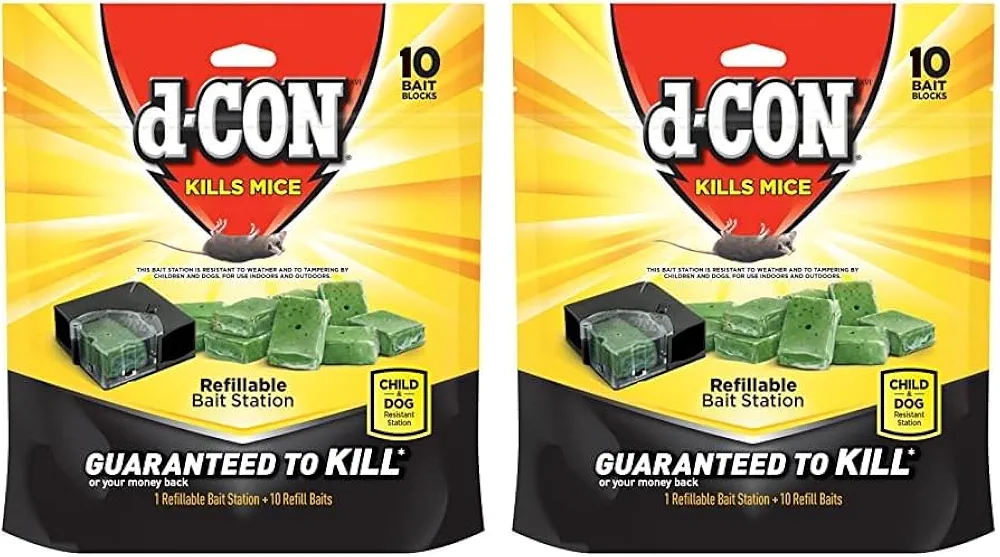 D-Con Refillable Corner Fit Mouse Poison Bait Station Refills, 10 Count (Pack of 2)