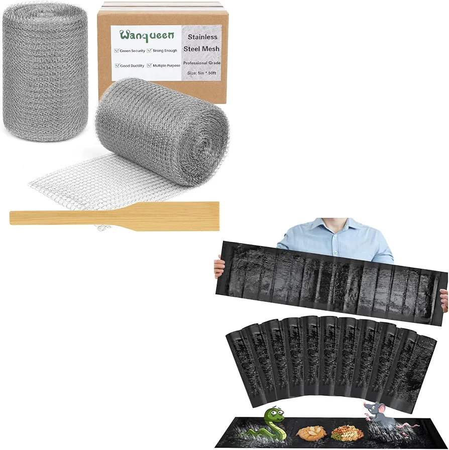 Wire Metal Mesh Roll for Mice Rat Rodent Repellent, Steel Mesh for Gap Wall Hole Filler, Sticky Mouse Trap