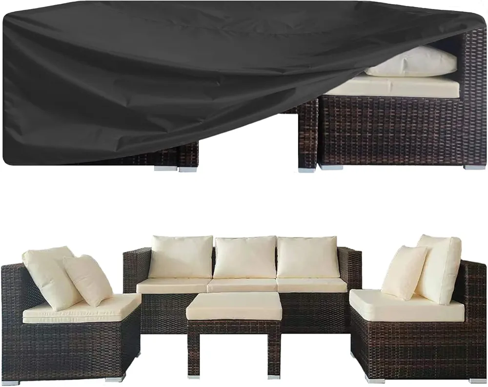 Waterproof Rectangular Patio Table and Chair Cover Black 126" L X 63" D X 28" H Outdoor General Purpose Furniture Covers Patio Furniture Set Cover