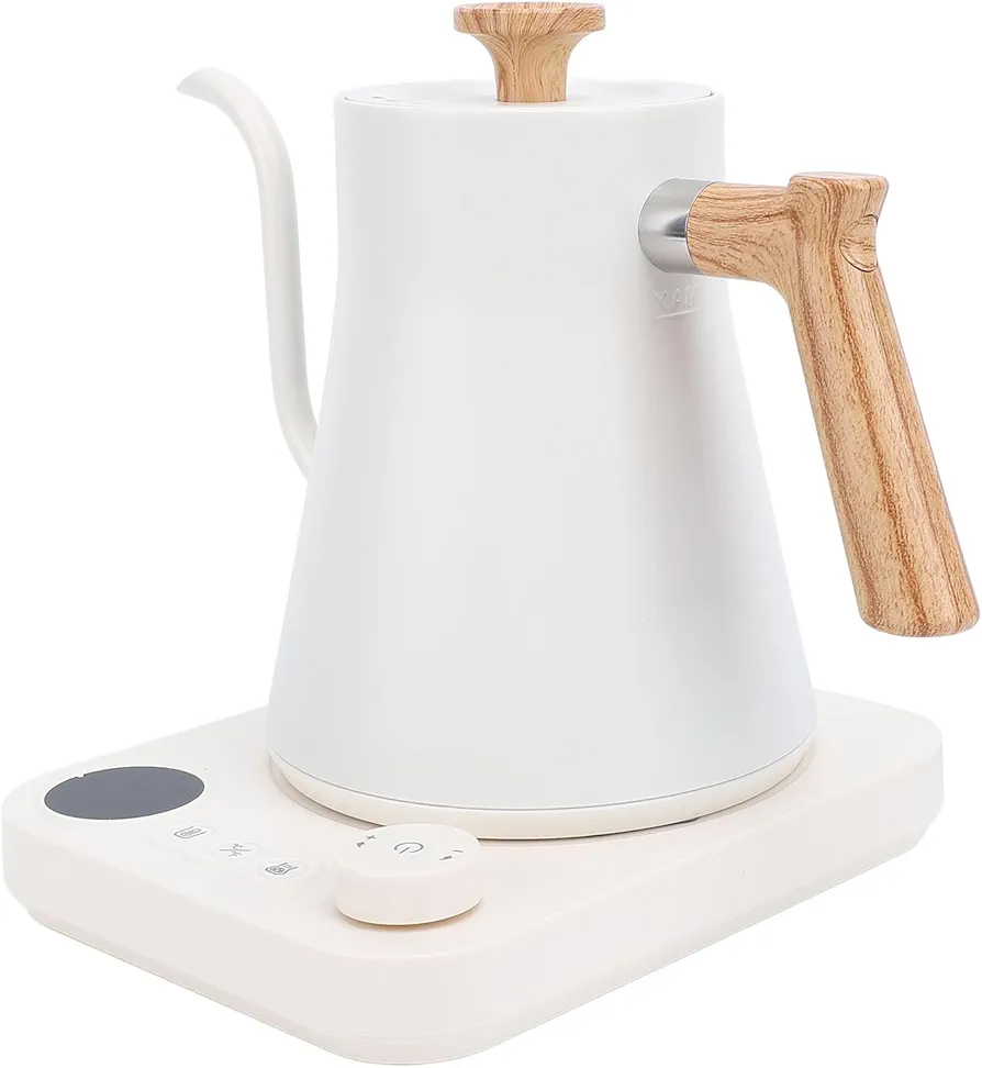 Electric Gooseneck Kettle, Temperature Control, Stainless Steel Inner, LCD Screen, Balanced Handle, 1200W, 0.9L, Black, for Brewing Coffee, Tea, Boiling Water (US Plug 110V)