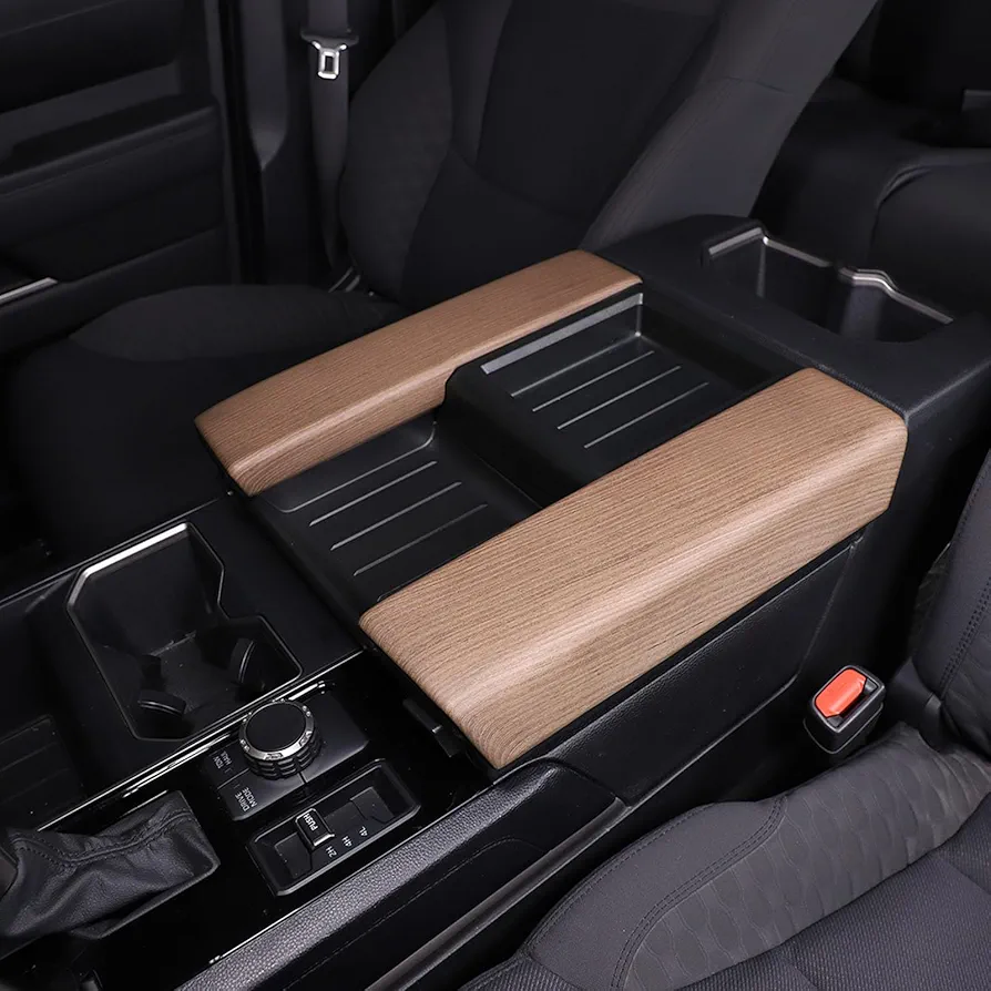TOYCIDFG Car Center Concole Armrest Cover Trim Wood Style for Toyota Tundra Sequoia 2022 2023 2024, Car Interior Decoration Frame Accessories (Pear Wood)