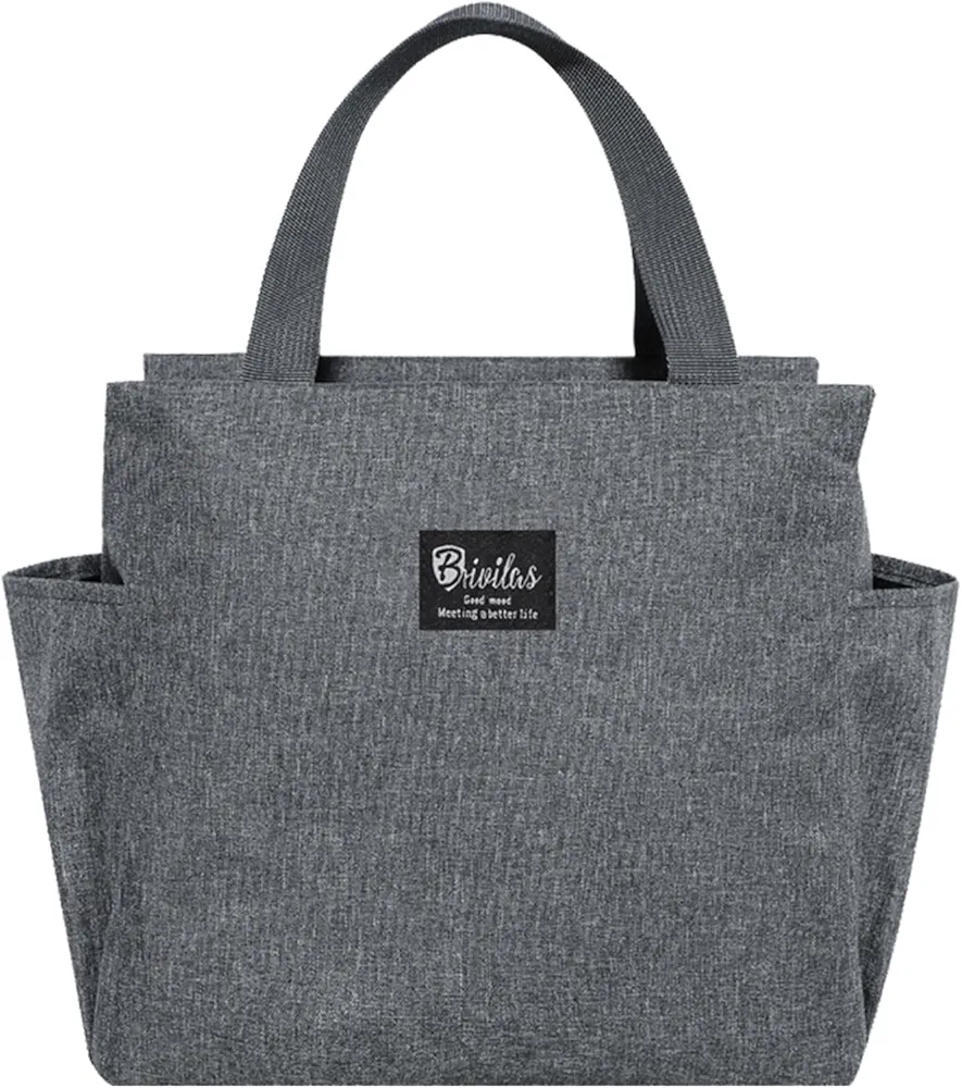 Large Lunch Bag Tote Cooler Insulated Lunch Box for Women and Men Large Capacity Lunch Tote Bag Reusable Waterproof Bento Bag for Work Picnic (Grey)