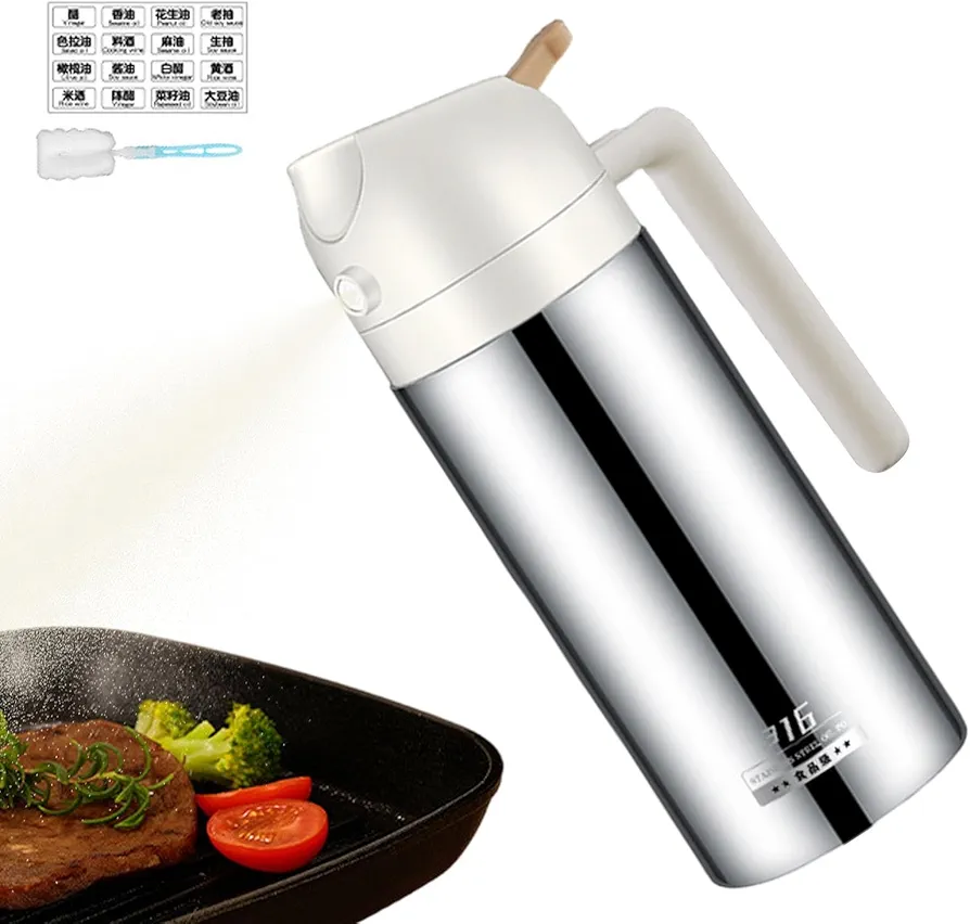 Oil Sprayer Dispenser - 2 In 1 Olive Oil Spray Bottle | Stainless Steel Oil Dispenser And Oil Sprayer | Cooking Oil Spray Glass For Salad, BBQ, Roast And Frying, 430ml, KITL460TUL2NHMEY