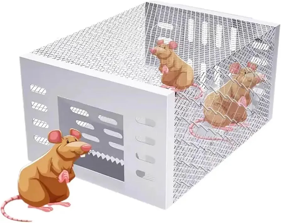 Rat Trap,Mouse Trap,trampas para ratas y ratonesm,Stainless Steel Mousetrap Automatic Continuous Cycle Mouse Trap Household Rat Catching Artifact Mousetrap (J)