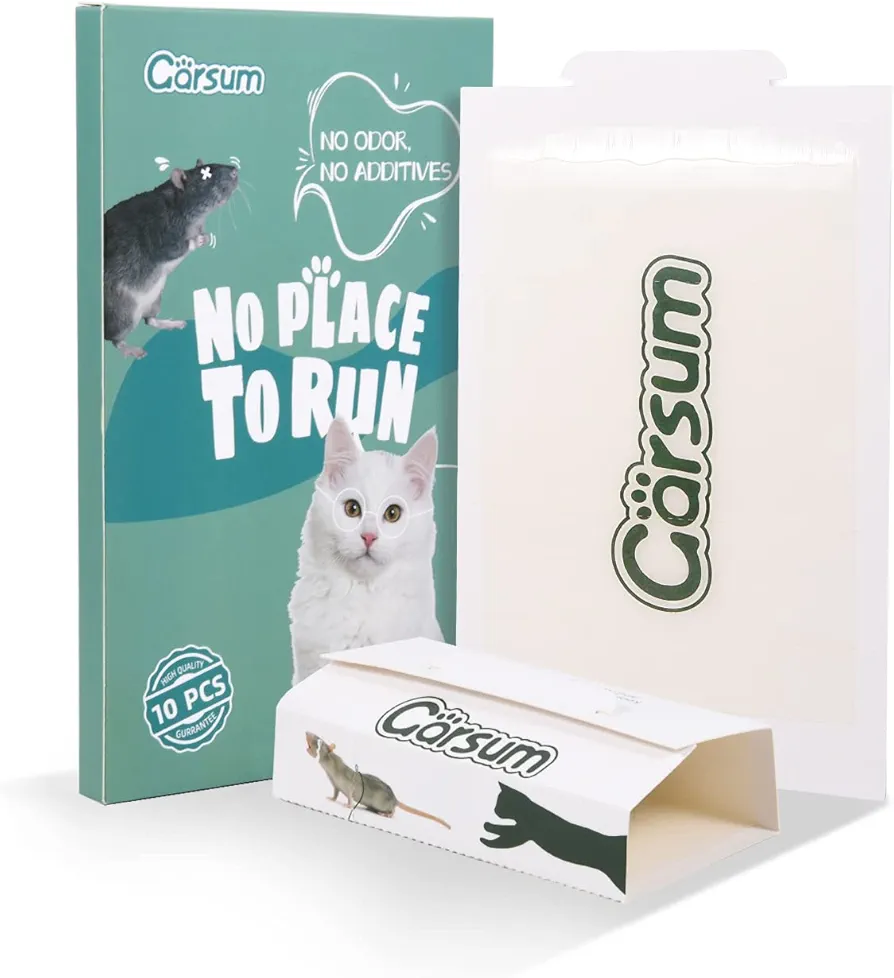 Garsum 10 Pack Mouse Glue Trap, Peanut Butter Scent Sticky Traps, Heavy Duty Pest Board Insect Spider Mice, Extra Strength Trampas para Ratones Indoor for Home