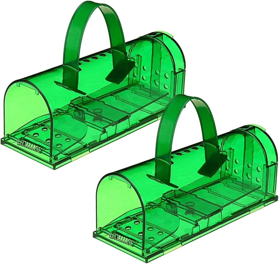 Rat Traps,Automatic Continuous Circulation mousetr S/M/L/XL Mouse Rodent Foldable Reusable Mice Mousetrap Rat Cage (Color : 2PCS Green)