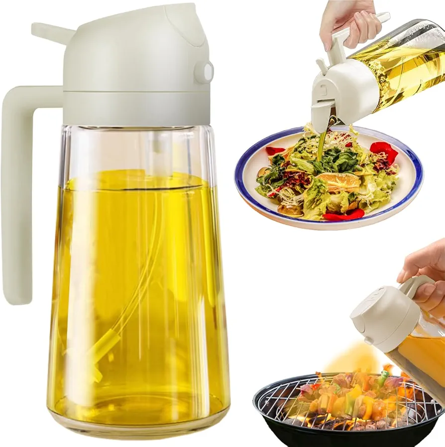 Olive Oil Dispenser Bottle & Oil Dispenser and Oil Sprayer,470 ml 16 OZ Condiment Container With Olive Oil Sprayer Dispenser for Cooking, Air Fryer, Salad, Frying, BBQ