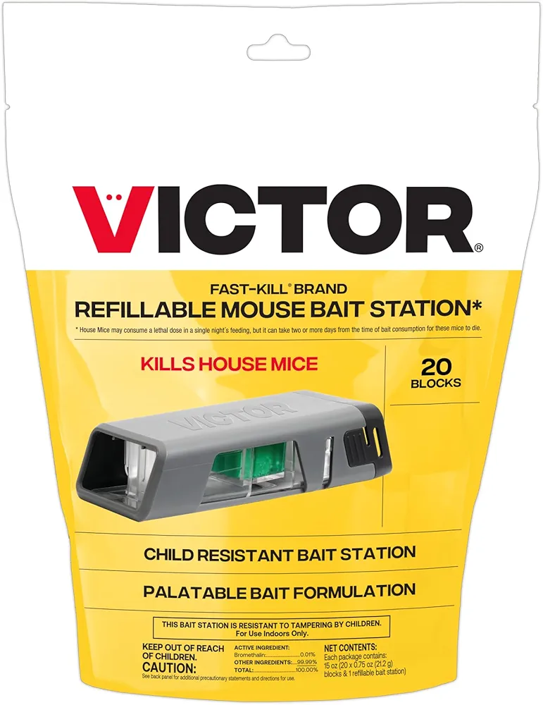 Victor M923 Fast-Kill Brand Ready-to-Use Refillable Mouse Station – 20 Blocks