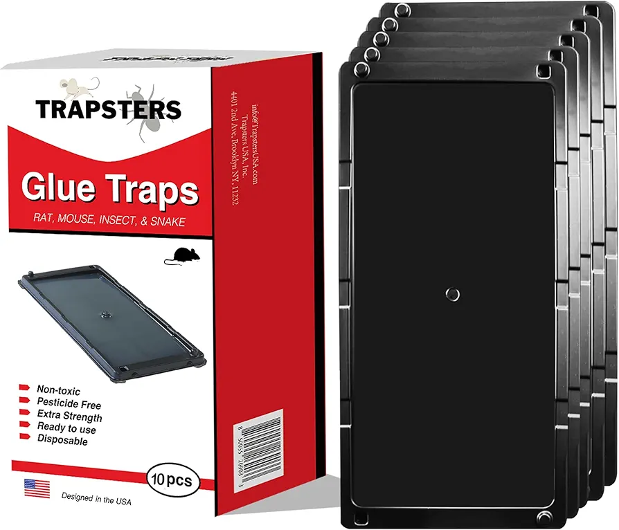 USA Mouse & Rat Plastic Glue Traps (10CT) - 5x10 Inches, Pre-Baited, Non-Toxic, Pet-Safe Adhesive Plastic Boards for Home & Office - Indoor Pest Control for Mice (Unscented)
