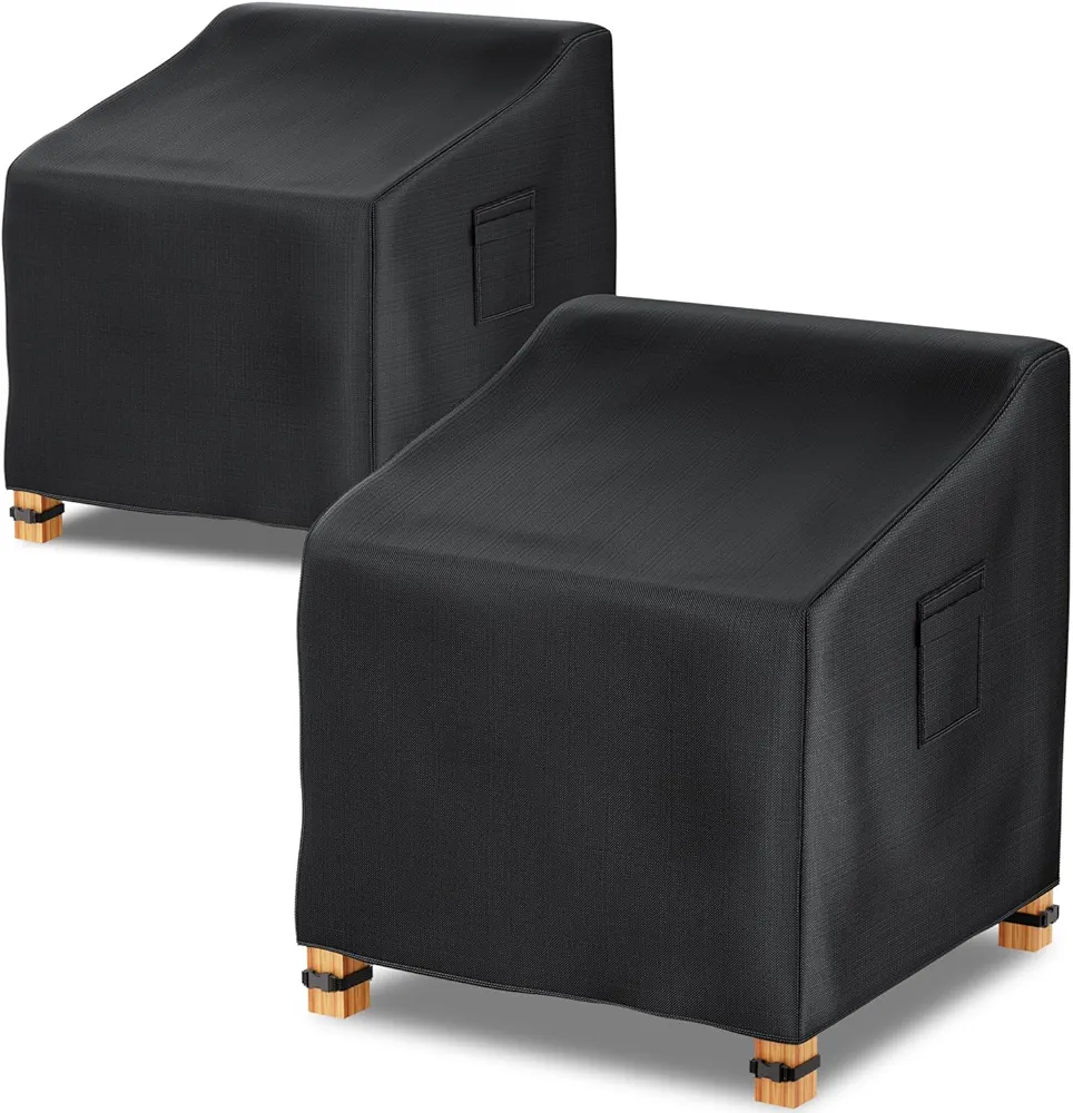 Patio Chair Covers, 29" W×30" D×30" H Patio Furniture Covers Waterproof for Chairs Windproof Lounge Deep Seat Cover Heavy Duty with Air Vent for Outdoor Lawn, Backyard Deck, Black (2 Pack)